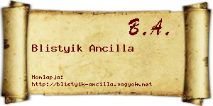 Blistyik Ancilla névjegykártya